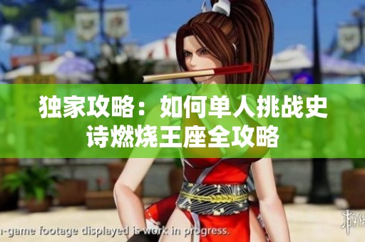 独家攻略：如何单人挑战史诗燃烧王座全攻略