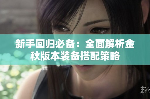 新手回归必备：全面解析金秋版本装备搭配策略