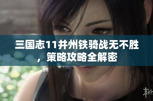 三国志11并州铁骑战无不胜，策略攻略全解密