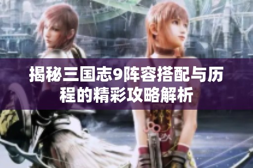 揭秘三国志9阵容搭配与历程的精彩攻略解析