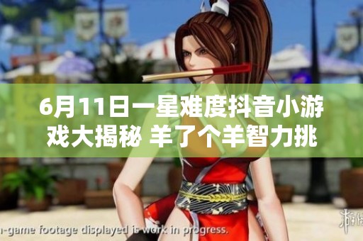 6月11日一星难度抖音小游戏大揭秘 羊了个羊智力挑战全攻略