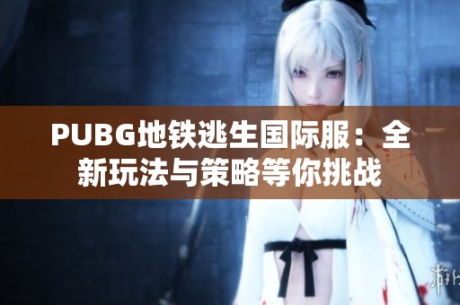PUBG地铁逃生国际服：全新玩法与策略等你挑战