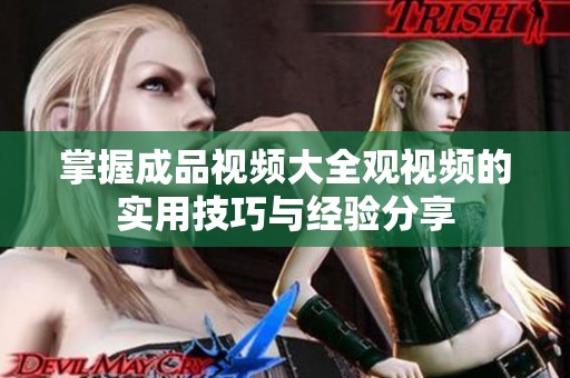 掌握成品视频大全观视频的实用技巧与经验分享