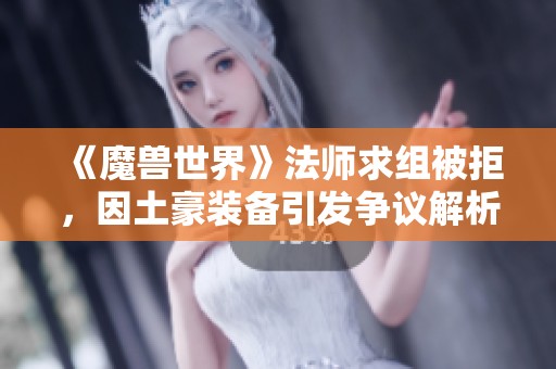 《魔兽世界》法师求组被拒，因土豪装备引发争议解析