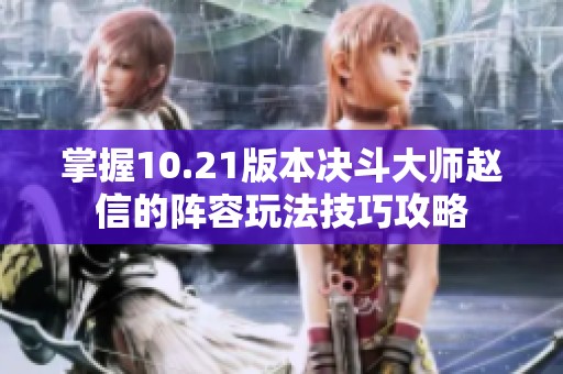 掌握10.21版本决斗大师赵信的阵容玩法技巧攻略