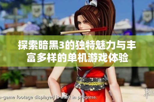 探索暗黑3的独特魅力与丰富多样的单机游戏体验