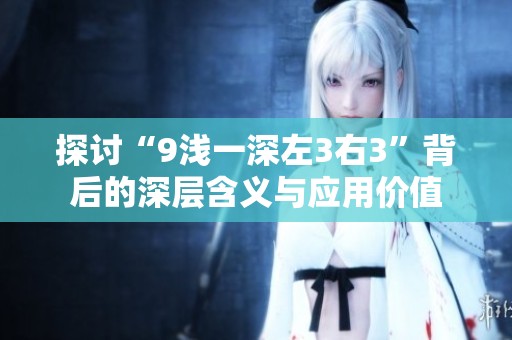探讨“9浅一深左3右3”背后的深层含义与应用价值