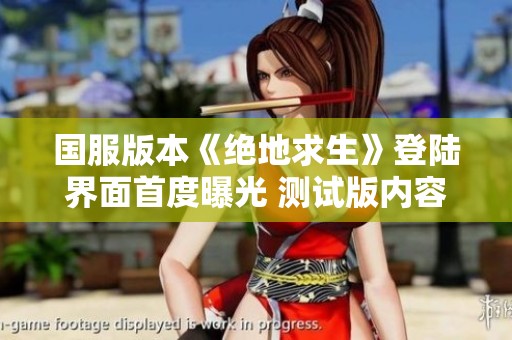 国服版本《绝地求生》登陆界面首度曝光 测试版内容揭秘