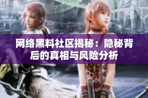 网络黑料社区揭秘：隐秘背后的真相与风险分析