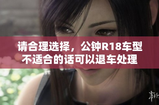请合理选择，公钟R18车型不适合的话可以退车处理