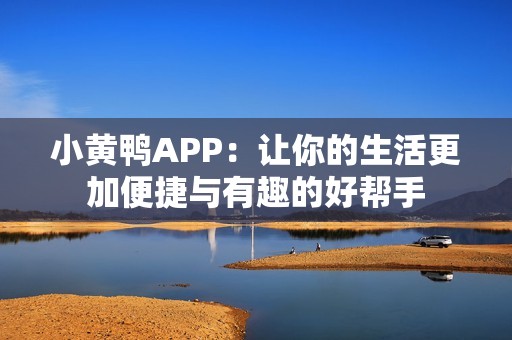 小黄鸭APP：让你的生活更加便捷与有趣的好帮手