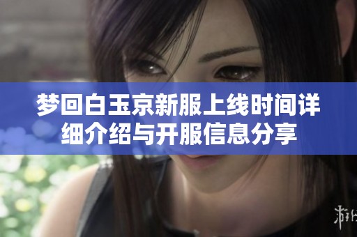 梦回白玉京新服上线时间详细介绍与开服信息分享