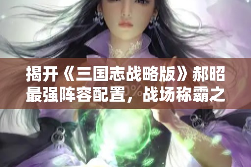 揭开《三国志战略版》郝昭最强阵容配置，战场称霸之路