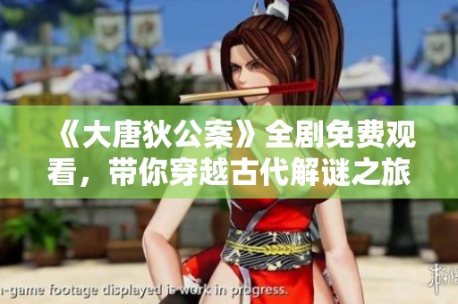 《大唐狄公案》全剧免费观看，带你穿越古代解谜之旅