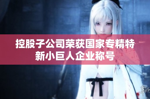 控股子公司荣获国家专精特新小巨人企业称号