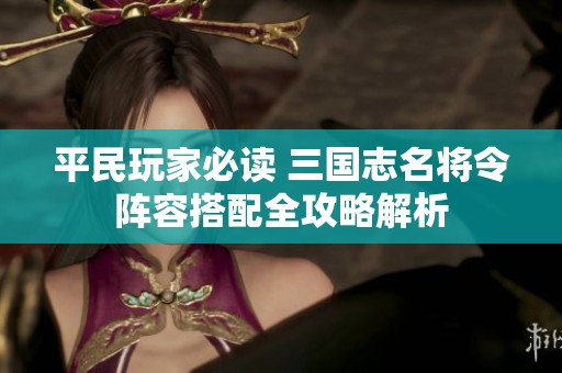 平民玩家必读 三国志名将令阵容搭配全攻略解析
