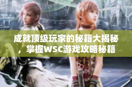 成就顶级玩家的秘籍大揭秘，掌握WSC游戏攻略秘籍