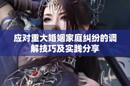 应对重大婚姻家庭纠纷的调解技巧及实践分享